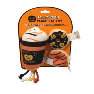 KITTYCCINO Plush Latte & 2 Doughnuts Catnip Crinkle Halloween Theme Set of 3